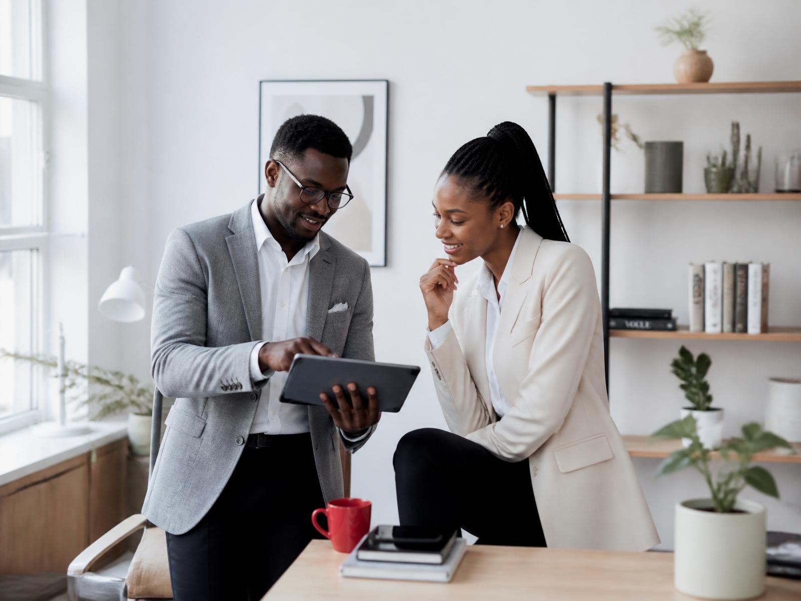 African business professionals collaborating in a modern office